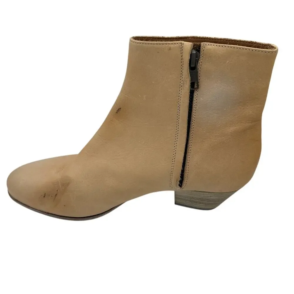 Common Projects Women's Tan Chunky Stacked Heel Western Ankle Boots Size 39 US 9